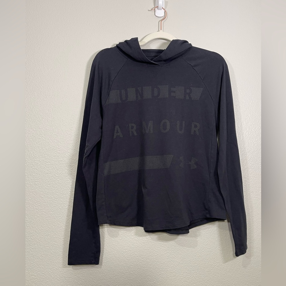Under Armour Shirt Hoodie Black Long Sleeve Lightweight Black Athlete Women S